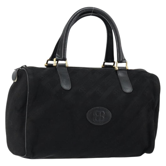 BALENCIAGA Hand Bag Canvas Black Gold Auth bs30816