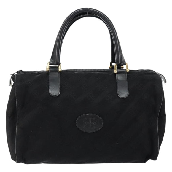 BALENCIAGA Hand Bag Canvas Black Gold Auth bs30816