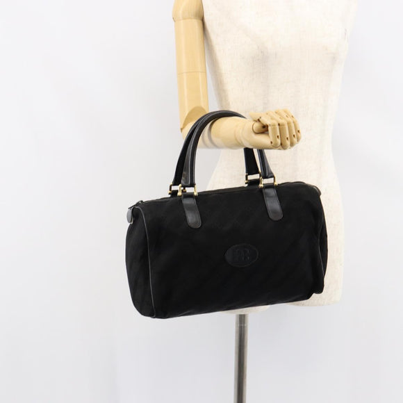 BALENCIAGA Hand Bag Canvas Black Gold Auth bs30816