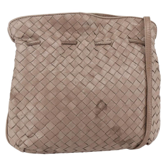 BOTTEGA VENETA INTRECCIATO Shoulder Bag Beige Gold Auth bs30817