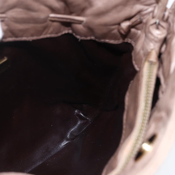 BOTTEGA VENETA INTRECCIATO Shoulder Bag Beige Gold Auth bs30817