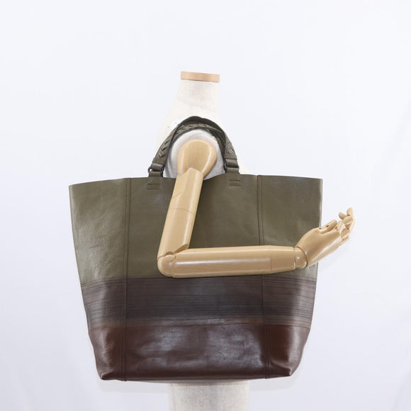 BOTTEGA VENETA INTRECCIATO Hand Bag Leather Khaki Auth bs30818