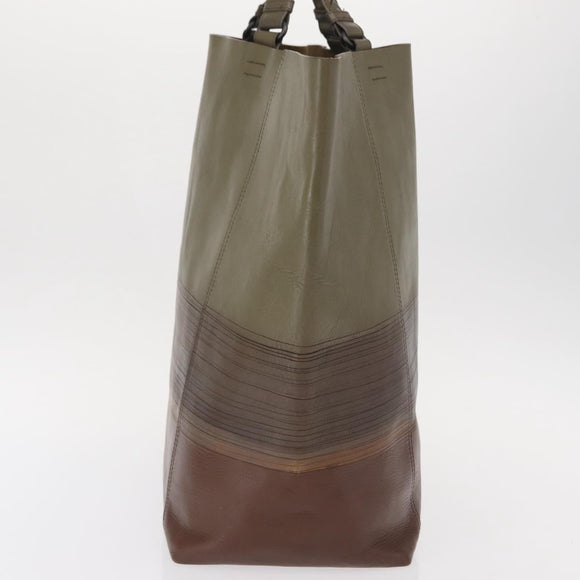 BOTTEGA VENETA INTRECCIATO Hand Bag Leather Khaki Auth bs30818