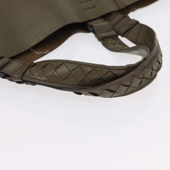 BOTTEGA VENETA INTRECCIATO Hand Bag Leather Khaki Auth bs30818