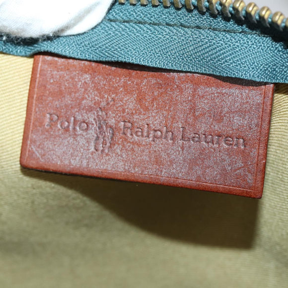 Poro Ralph Lauren Boston Bag Leather PVC Green Auth bs30821