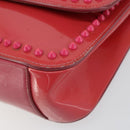 Christian Louboutin Studs Chain Shoulder Bag Enamel Pink Gold Auth bs30823-9