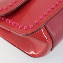 Christian Louboutin Studs Chain Shoulder Bag Enamel Pink Gold Auth bs30823-14