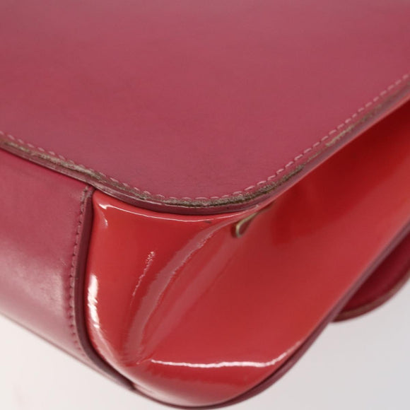 Christian Louboutin Studs Chain Shoulder Bag Enamel Pink Gold Auth bs30823