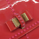 Christian Louboutin Studs Chain Shoulder Bag Enamel Pink Gold Auth bs30823-17