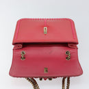 Christian Louboutin Studs Chain Shoulder Bag Enamel Pink Gold Auth bs30823-11