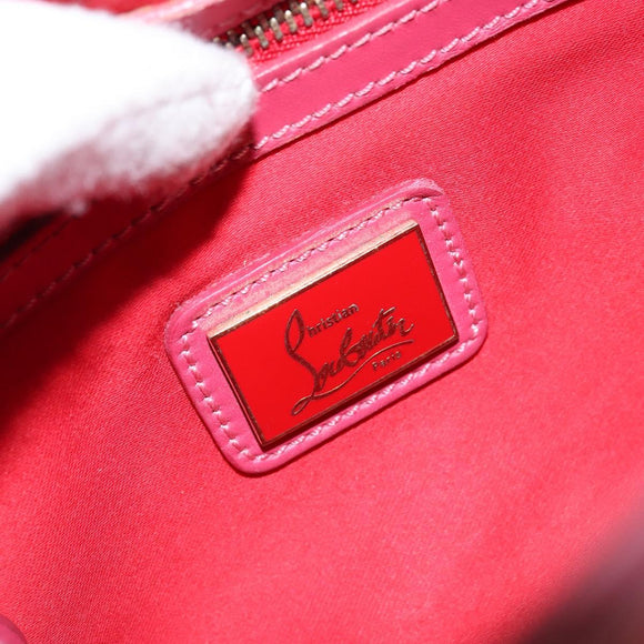 Christian Louboutin Studs Chain Shoulder Bag Enamel Pink Gold Auth bs30823