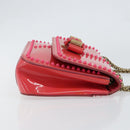 Christian Louboutin Studs Chain Shoulder Bag Enamel Pink Gold Auth bs30823-3