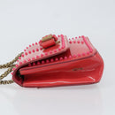 Christian Louboutin Studs Chain Shoulder Bag Enamel Pink Gold Auth bs30823-4