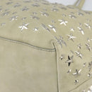 Jimmy Choo Studs Tote Bag Leather Beige Silver Auth bs30825-9