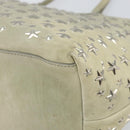 Jimmy Choo Studs Tote Bag Leather Beige Silver Auth bs30825-15