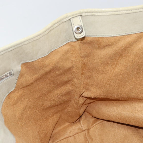 Jimmy Choo Studs Tote Bag Leather Beige Silver Auth bs30825