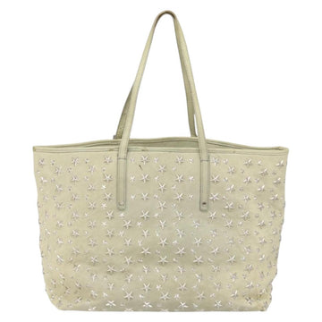 Jimmy Choo Studs Tote Bag Leather Beige Silver Auth bs30825 - 0
