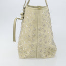 Jimmy Choo Studs Tote Bag Leather Beige Silver Auth bs30825-4