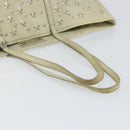 Jimmy Choo Studs Tote Bag Leather Beige Silver Auth bs30825-7