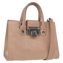 Jimmy Choo Hand Bag Leather 2way Pink Silver Auth bs30826-1