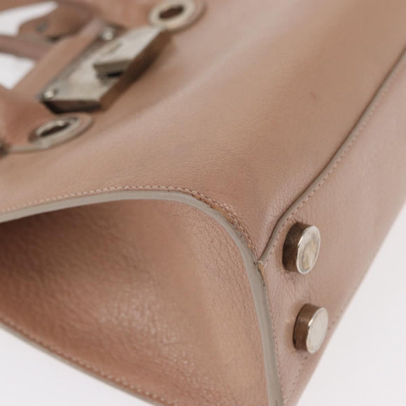 Jimmy Choo Hand Bag Leather 2way Pink Silver Auth bs30826