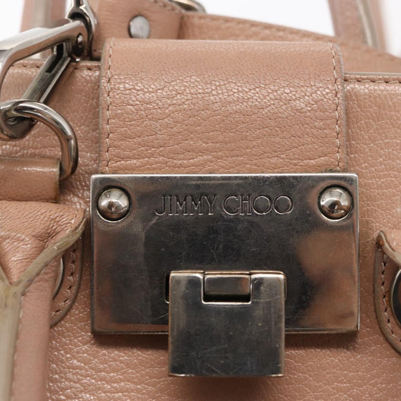 Jimmy Choo Hand Bag Leather 2way Pink Silver Auth bs30826