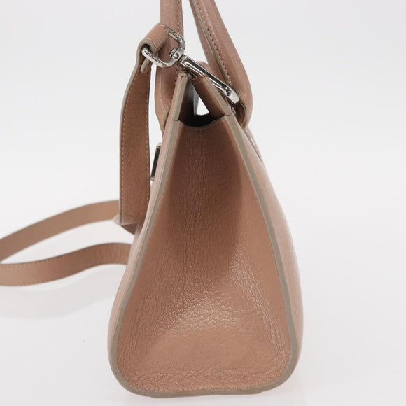 Jimmy Choo Hand Bag Leather 2way Pink Silver Auth bs30826