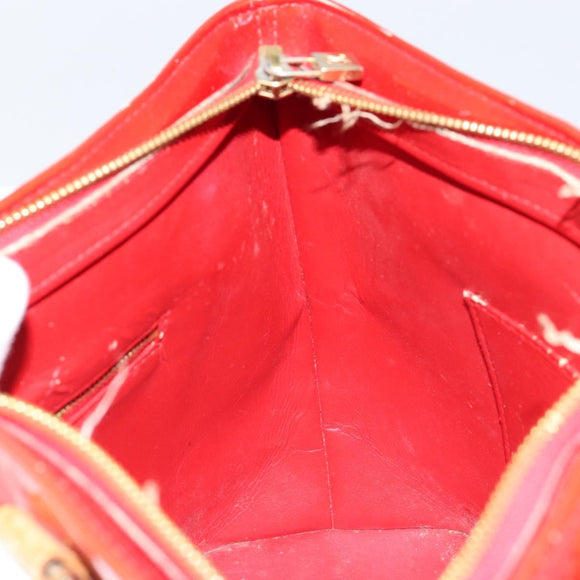 LOUIS VUITTON Monogram Vernis Houston Hand Bag Rouge M91092 LV Auth bs30835