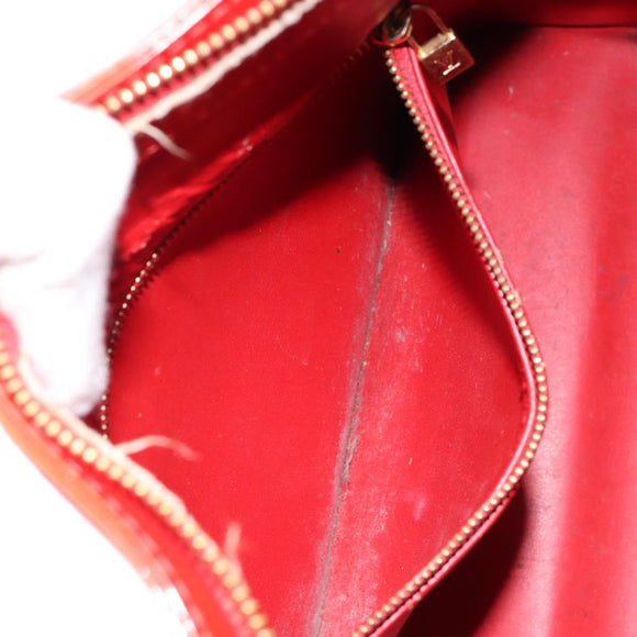 LOUIS VUITTON Monogram Vernis Houston Hand Bag Rouge M91092 LV Auth bs30835