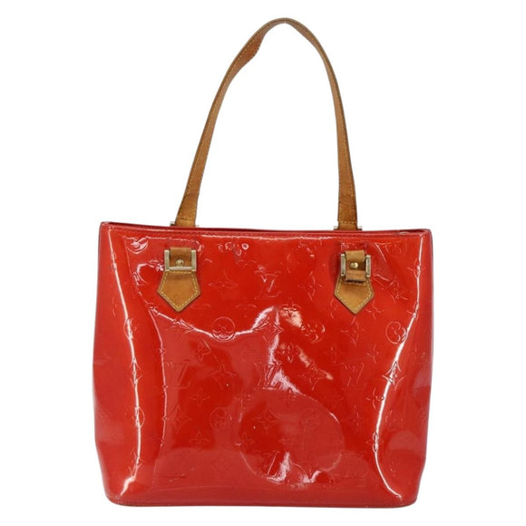 LOUIS VUITTON Monogram Vernis Houston Hand Bag Rouge M91092 LV Auth bs30835