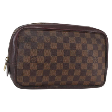 LOUIS VUITTON Damier Ebene Trousse Toilette25 Clutch Bag N47624 LV Auth bs30836
