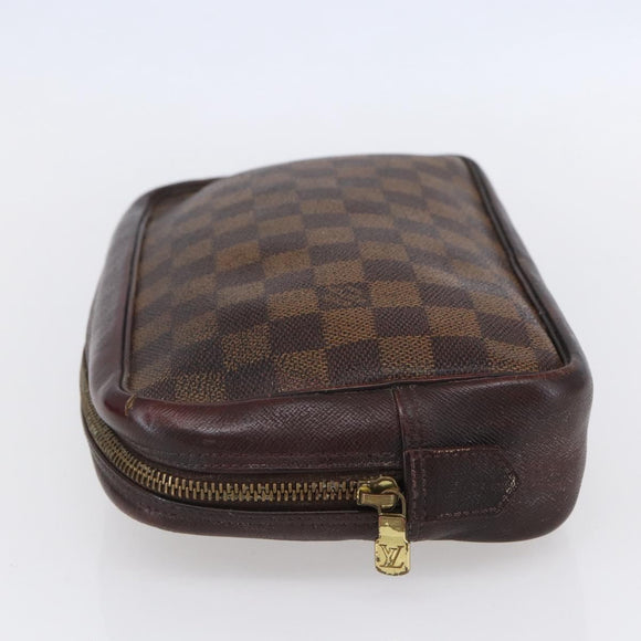 LOUIS VUITTON Damier Ebene Trousse Toilette25 Clutch Bag N47624 LV Auth bs30836