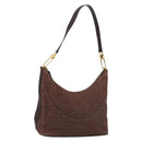 BVLGARI Logo Mania Shoulder Bag Canvas Brown Gold Auth bs30838-1