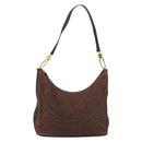 BVLGARI Logo Mania Shoulder Bag Canvas Brown Gold Auth bs30838-13