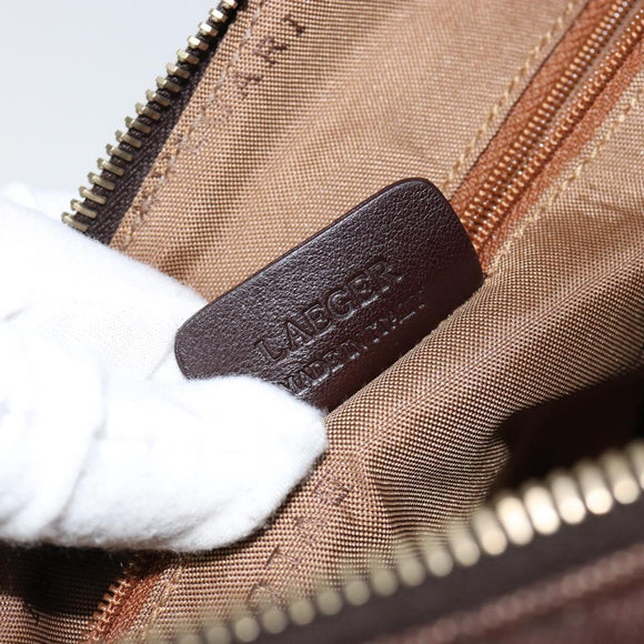 BVLGARI Logo Mania Shoulder Bag Canvas Brown Gold Auth bs30838