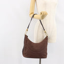 BVLGARI Logo Mania Shoulder Bag Canvas Brown Gold Auth bs30838-23