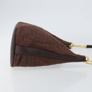 BVLGARI Logo Mania Shoulder Bag Canvas Brown Gold Auth bs30838-3