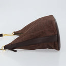 BVLGARI Logo Mania Shoulder Bag Canvas Brown Gold Auth bs30838-4