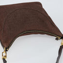 BVLGARI Logo Mania Shoulder Bag Canvas Brown Gold Auth bs30838-6