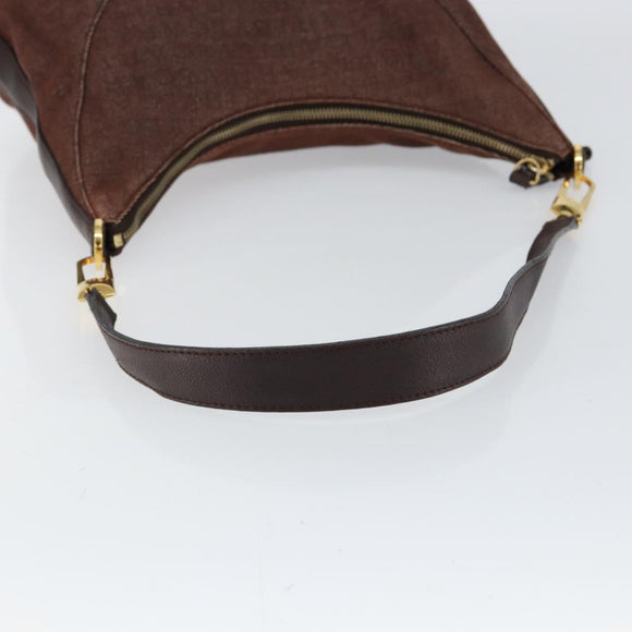 BVLGARI Logo Mania Shoulder Bag Canvas Brown Gold Auth bs30838