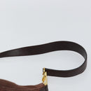 BVLGARI Logo Mania Shoulder Bag Canvas Brown Gold Auth bs30838-8