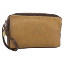 LOEWE Anagram Clutch Bag Leather Brown Gold Auth bs30839-1
