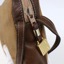 LOEWE Anagram Clutch Bag Leather Brown Gold Auth bs30839-8