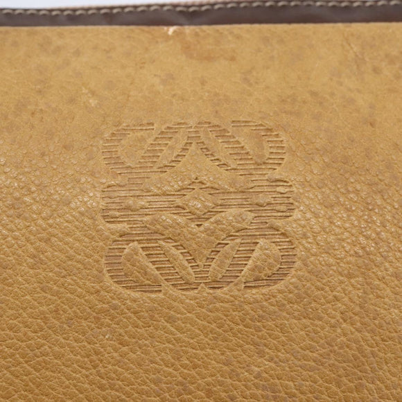 LOEWE Anagram Clutch Bag Leather Brown Gold Auth bs30839