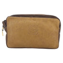 LOEWE Anagram Clutch Bag Leather Brown Gold Auth bs30839-13