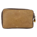 LOEWE Anagram Clutch Bag Leather Brown Gold Auth bs30839-2
