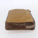 LOEWE Anagram Clutch Bag Leather Brown Gold Auth bs30839-4