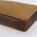 LOEWE Anagram Clutch Bag Leather Brown Gold Auth bs30839-7