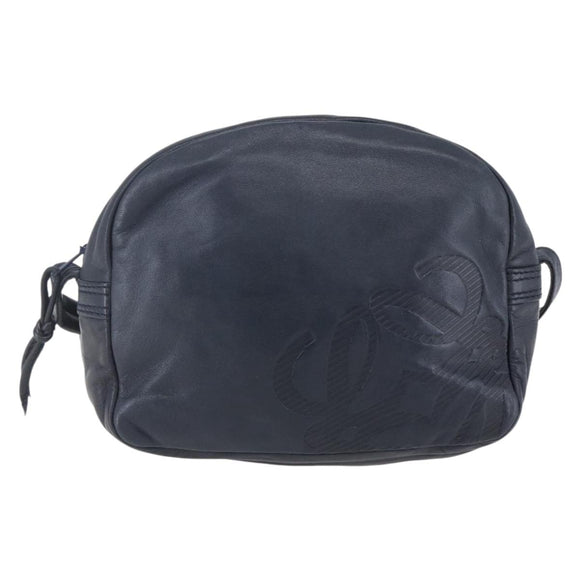 LOEWE Anagram Shoulder Bag Leather Navy Auth bs30840