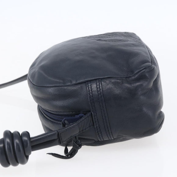 LOEWE Anagram Shoulder Bag Leather Navy Auth bs30840